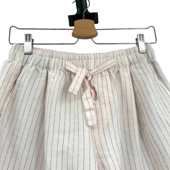 Vince Pencil-stripe Drawstring Linen Blend Shorts in Pink Size Small - Picture 4 of 8